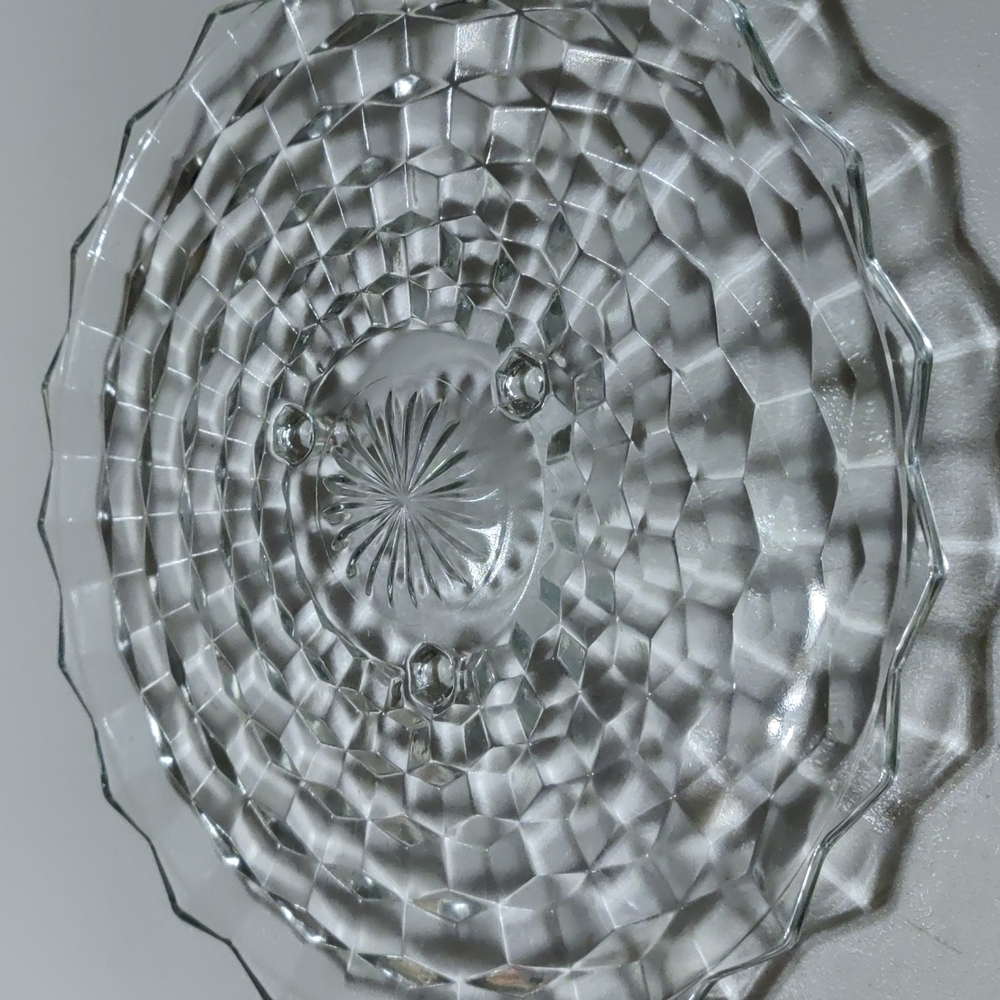 Fostoria elegant glass 3 footed plate. 12''